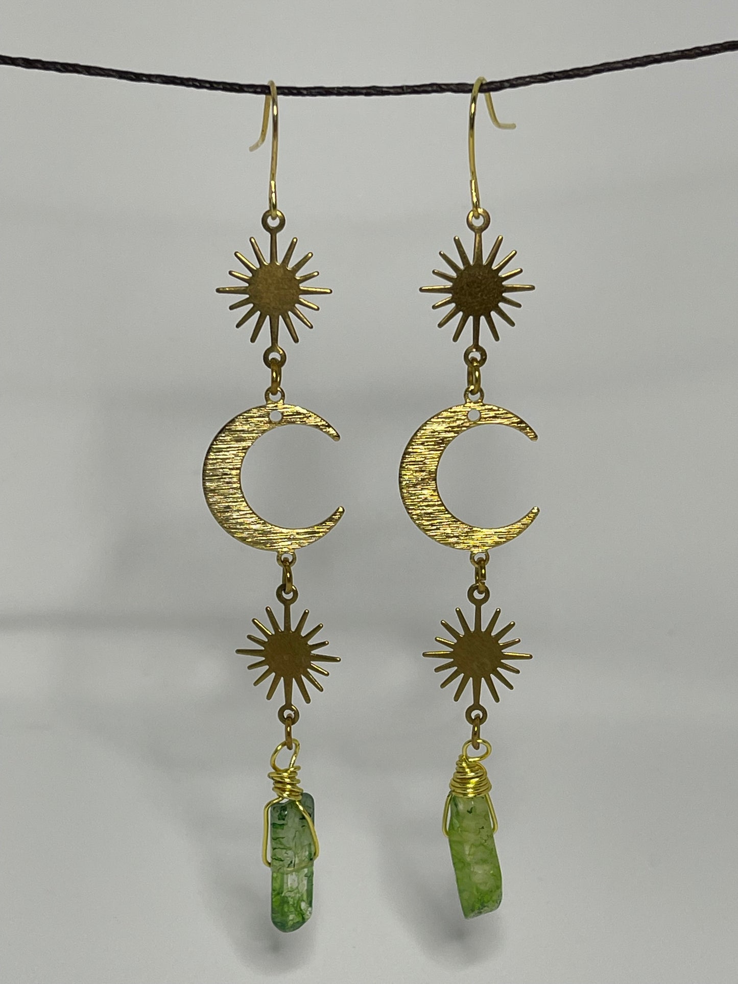 Green Celestial Quartz Drop Earrings