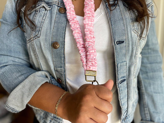 Scrunchie Lanyard - Pink Gingham