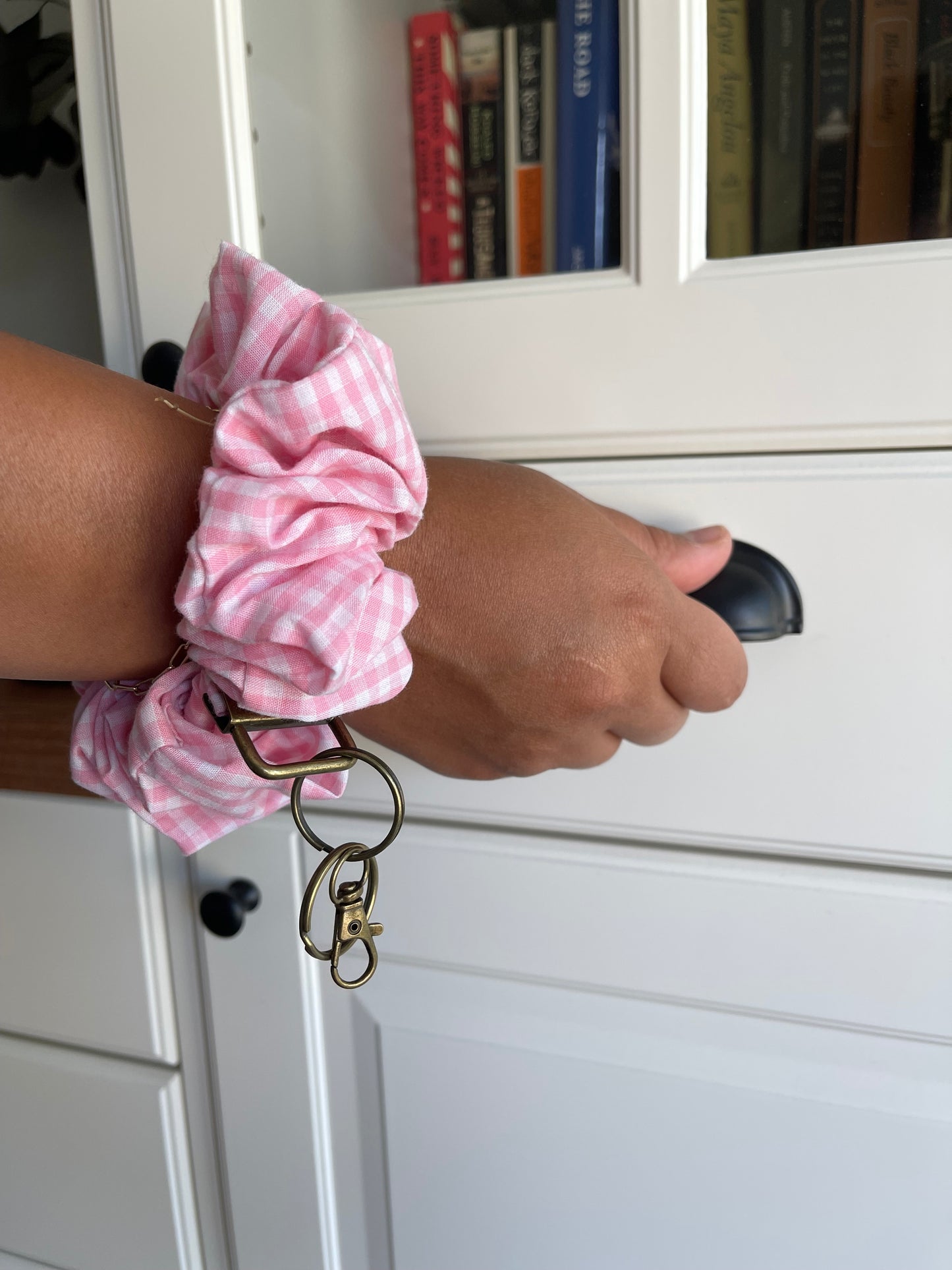 Keychain Scrunchie - Pink Gingham